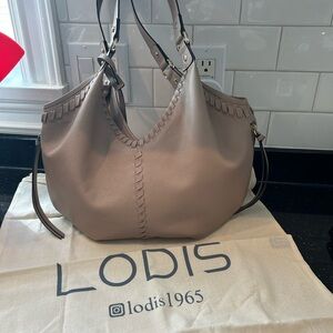 LODIS medium whipstitch Leather tote - Lacey- Sand